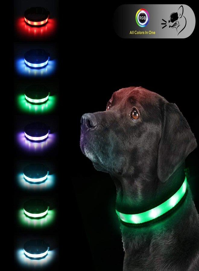 yacig Light Up Dog Collars,Safety LED Dog Collars USB Rechargeable 7 Changing Colors Glow in The Dark Dog Walking Light,Neon Adjustable Safety Buckle Lighted Dog Collar for Small/Medium/Large Dogs, XL Size - Image 1